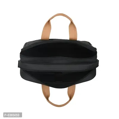 AQUADOR laptop cum messenger bag with tan and black faux vegan leather-thumb4