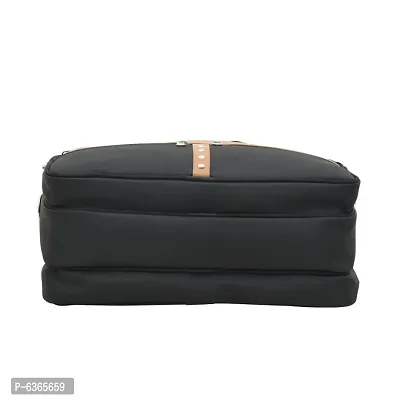 AQUADOR laptop cum messenger bag with tan and black faux vegan leather-thumb5