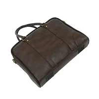 AQUADOR laptop cum messenger bag with two tone Brown faux vegan leather-thumb4
