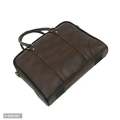 AQUADOR laptop cum messenger bag with two tone Brown faux vegan leather-thumb5