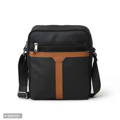 AQUADOR Messenger bag with black and tan faux vegan leather