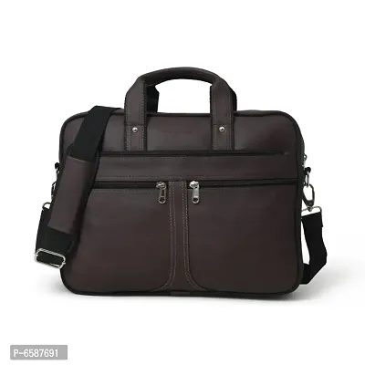 AQUADOR laptop cum messenger bag with Brown faux vegan leather