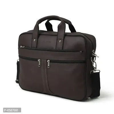 AQUADOR laptop cum messenger bag with Brown faux vegan leather-thumb4