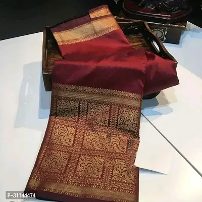 Trendy Jacquard Woven Litchi Silk kanjeevaram Saree for Woman with Unstitched Blouse-thumb0