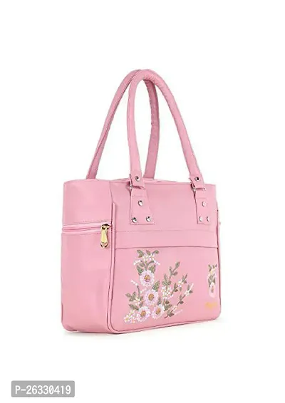 Stylish Pink PU Printed Handbags For Women-thumb0