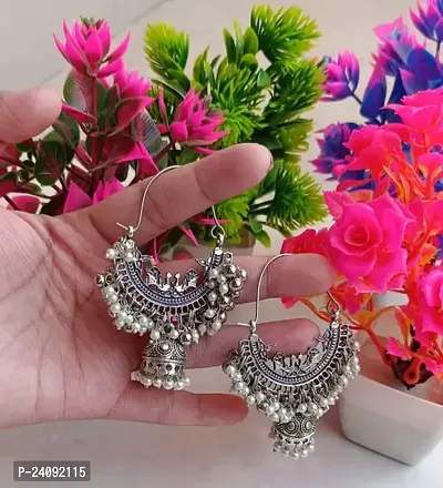 Silver Alloy  Jhumkas Earrings For Women