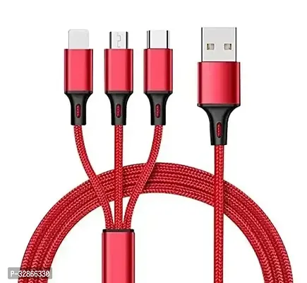 3.0A fast charger cord, multiple charging cable 4Ft/1.2m 3-in-1 USB charge cord with Phone, Type-C, Micro USB for all Android and iOS smartphones in multicolor (Pack of 1).