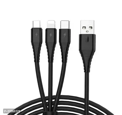 3.0A fast charger cord, multiple charging cable 4Ft/1.2m 3-in-1 USB charge cord with Phone, Type-C, Micro USB for all Android and iOS smartphones in multicolor (Pack of 1).