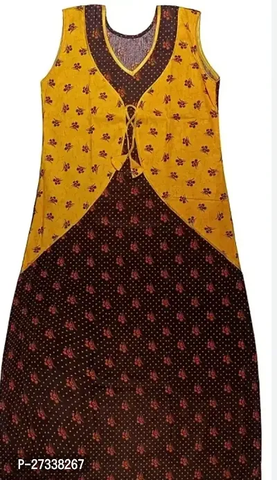 Stylish Multicoloured Cotton Printed Nighty For Women-thumb0