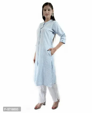 Women Striped Pure Cotton A-line Kurta-thumb0