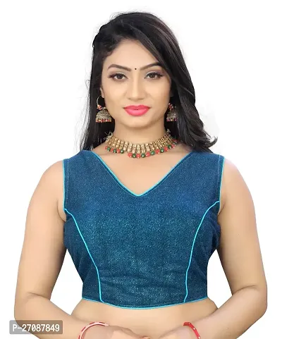 Stylish Blue Cotton Solid Stitched Blouses For Women-thumb0