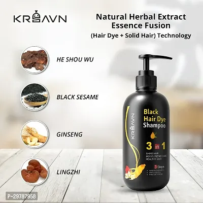 KRSAVN Instant Black Hair Dye Shampoo 3 In 1 Quality Enriched with Organic Herbal Ingredient 100% Coverage Shampoo for Women  Men 300 ml each (Pack of 2)-thumb3