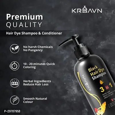 KRSAVN Instant Black Hair Dye Shampoo 3 In 1 Quality Enriched with Organic Herbal Ingredient 100% Coverage Shampoo for Women  Men 300 ml each (Pack of 2)-thumb4