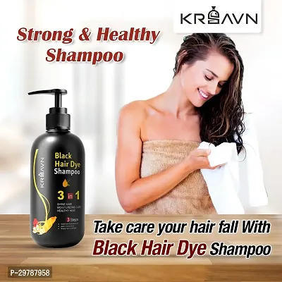 KRSAVN Instant Black Hair Dye Shampoo 3 In 1 Quality Enriched with Organic Herbal Ingredient 100% Coverage Shampoo for Women  Men 300 ml each (Pack of 2)-thumb2