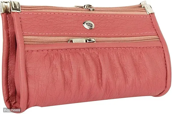 Stylish Pink Faux Leather Clutch For Women-thumb0