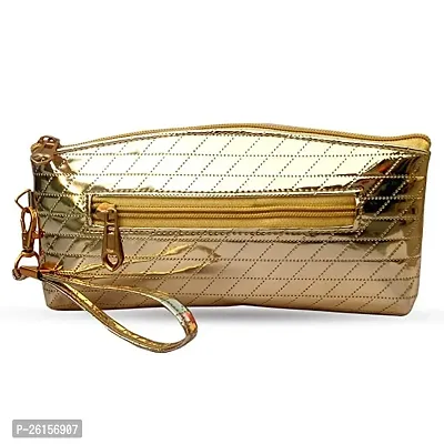 Stylish Golden Polyurethane Clutch For Women-thumb0