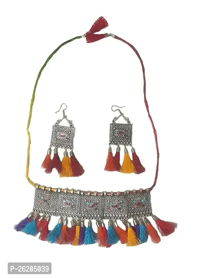 Elegant Multi-Color Silver Jwellery Set For Women