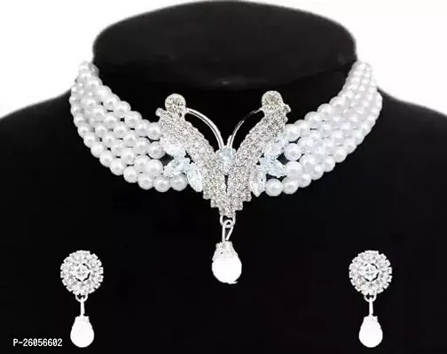 Stylish White Alloy Jewellery Set For Women