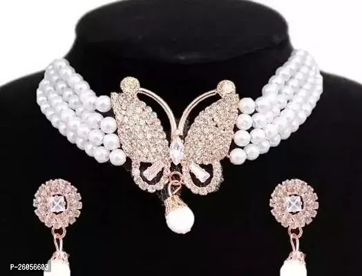 Stylish White Alloy Jewellery Set For Women