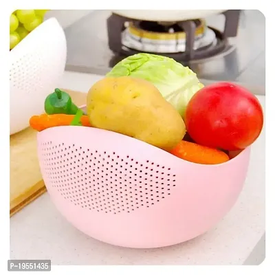 Rice Bowl/Food Strainer Thick Drain Basket with Handle for Rice, Vegetable  Fruit(1 Pcs)-thumb3