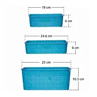 Turquoise blue Smart Shelf Basket Storage Basket (Set 3 Pc)-thumb1