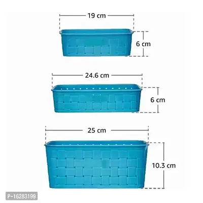 Turquoise blue Smart Shelf Basket Storage Basket (Set 3 Pc)-thumb2