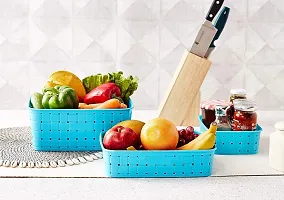 Turquoise blue Smart Shelf Basket Storage Basket (Set 3 Pc)-thumb2