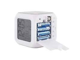 H'ENT 7 Color Changing Time  Temperature Digital Display Battery Operated Glowing LED Table Alarm Clock-thumb2
