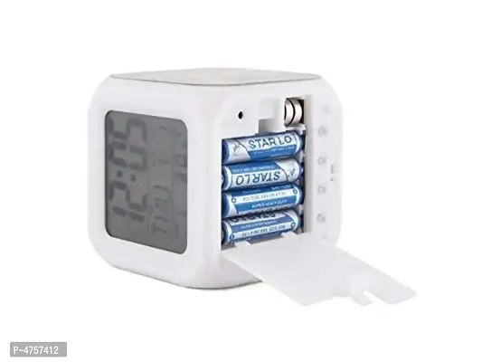 H'ENT 7 Color Changing Time  Temperature Digital Display Battery Operated Glowing LED Table Alarm Clock-thumb3