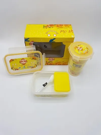 Plastic Lunch Box Set- Container and Bottle