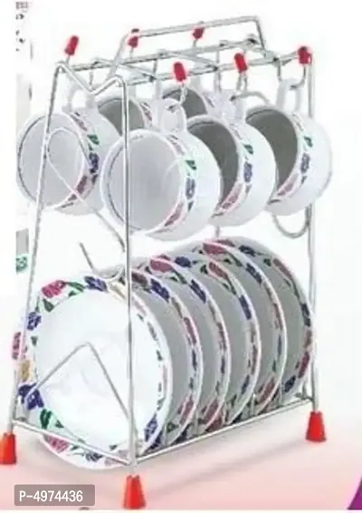 Kitchen Organizer- Stainless Steel Cups  Saucers Organizer Pack Of 1