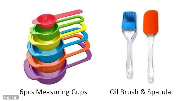 6 pcs Measuring Cup  Spoon, 1 Spatula, 1 Brush