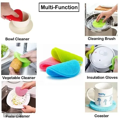(Pack of 5) Scrubber- Non Stick Silicone Dishwashing Scrubber-thumb0
