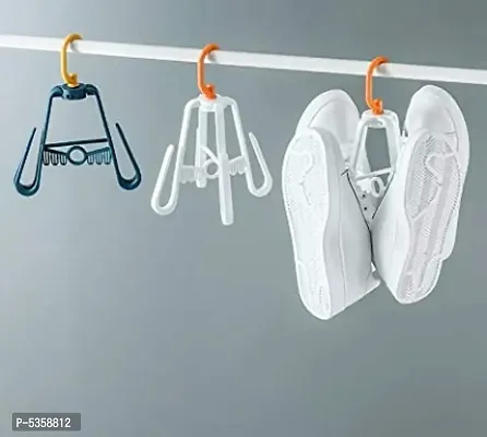 (Pack of 1) Shoe Drying Hanger-Folding Hanging 4 Hook Plastic Shoe Drying Hanger-thumb0