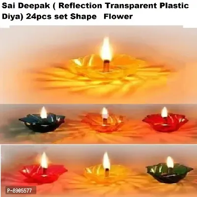 ( Reflection Transparent Plastic Diya) 24 Pcs ;Set-thumb0