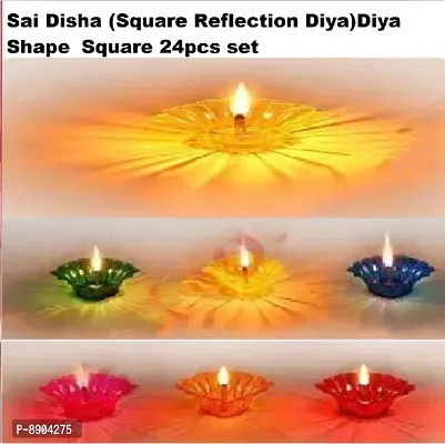 (Square Reflection Diya) Diya Shape Square 24Pcs Set