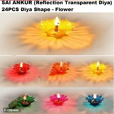 (Reflection Transparent Diya) 24Pcs Diya Shape Flower