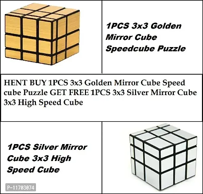 SNR BUY 1PCS 3x3 Golden Mirror Cube Speed cube Puzzle GET FREE 1PCS 3x3 Silver Mirror Cube