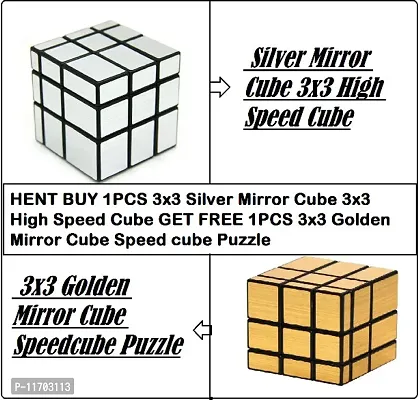 HENT BUY 1PCS Silver Mirror Cube 3x3 High Speed Cube GET FREE 1PCS 3x3 Golden Mirror Cube Speed cube Puzzle