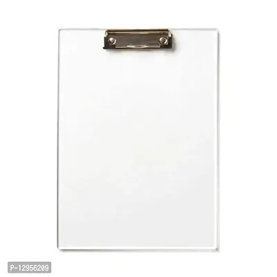 Clipboard Exam Pad, Flexible Plastic Paper Board Writing Pad for School and Office Use 1pc  Transparent-thumb0