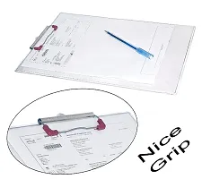 Clipboard Exam Pad, Flexible Plastic Paper Board Writing Pad for School and Office Use 1pc  Transparent-thumb1