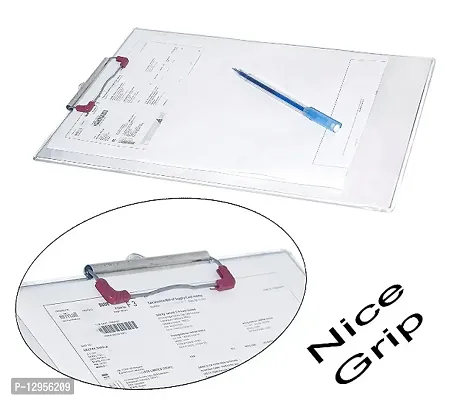 Clipboard Exam Pad, Flexible Plastic Paper Board Writing Pad for School and Office Use 1pc  Transparent-thumb2
