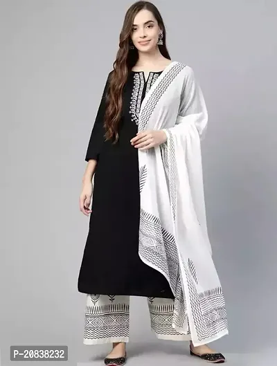 Stylish Rayon Kurta, Bottom and Dupatta Set For Women-thumb0