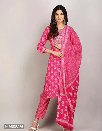 Stylish Rayon Kurta, Bottom and Dupatta Set For Women