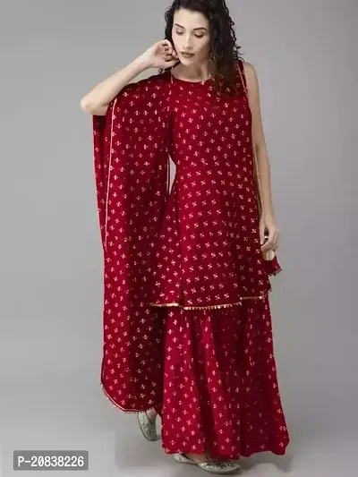 Stylish Rayon Kurta, Bottom and Dupatta Set For Women-thumb0