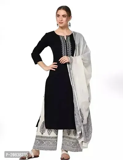 Stylish Rayon Kurta, Bottom and Dupatta Set For Women