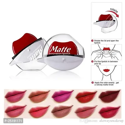 Lip Shape Matte Lipstick | Long Lasting Lipstick| Waterproof Lipstick | Lipcolor Lip Moisturizer (Red  Brown, 2)-thumb2