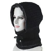 Man  Women Wallen Hooded Worm Cap (Black)-thumb4