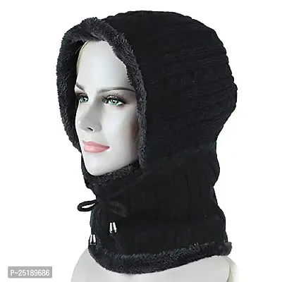 Man  Women Wallen Hooded Worm Cap (Black)-thumb5