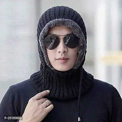 Man  Women Wallen Hooded Worm Cap (Black)-thumb2